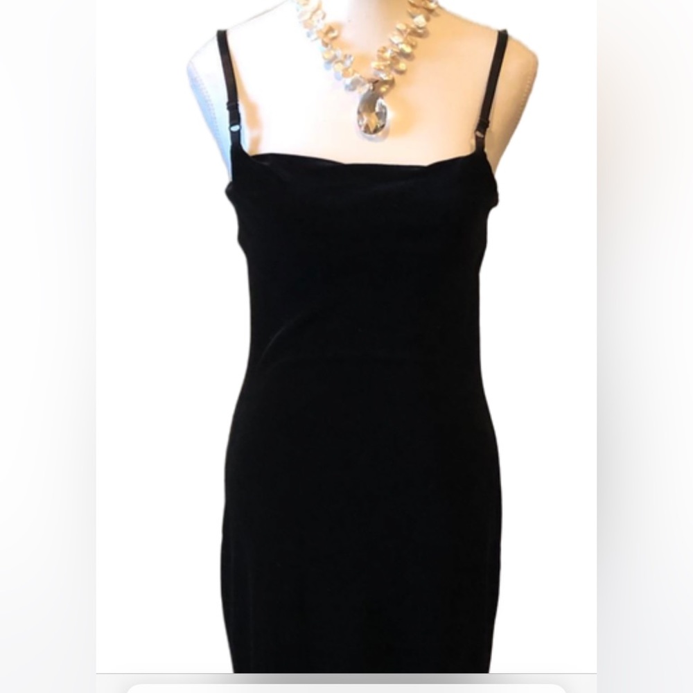 Vintage Ralph Lauren Black Velvet Dress Adjustable Spaghetti Straps Size M